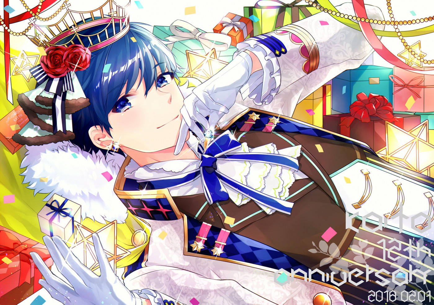 anime blue boy, blue hair, crown, HD Desktop Wallpaper