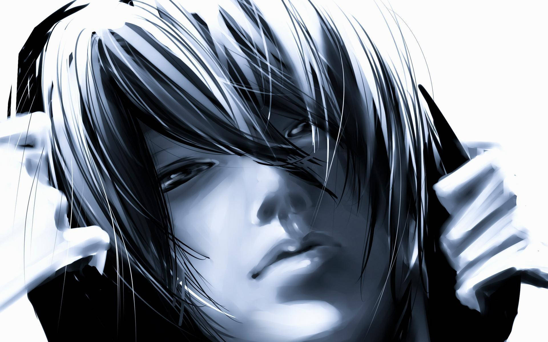 Anime Blue Boy, young man, tousled hair, Full HD Desktop Wallpaper