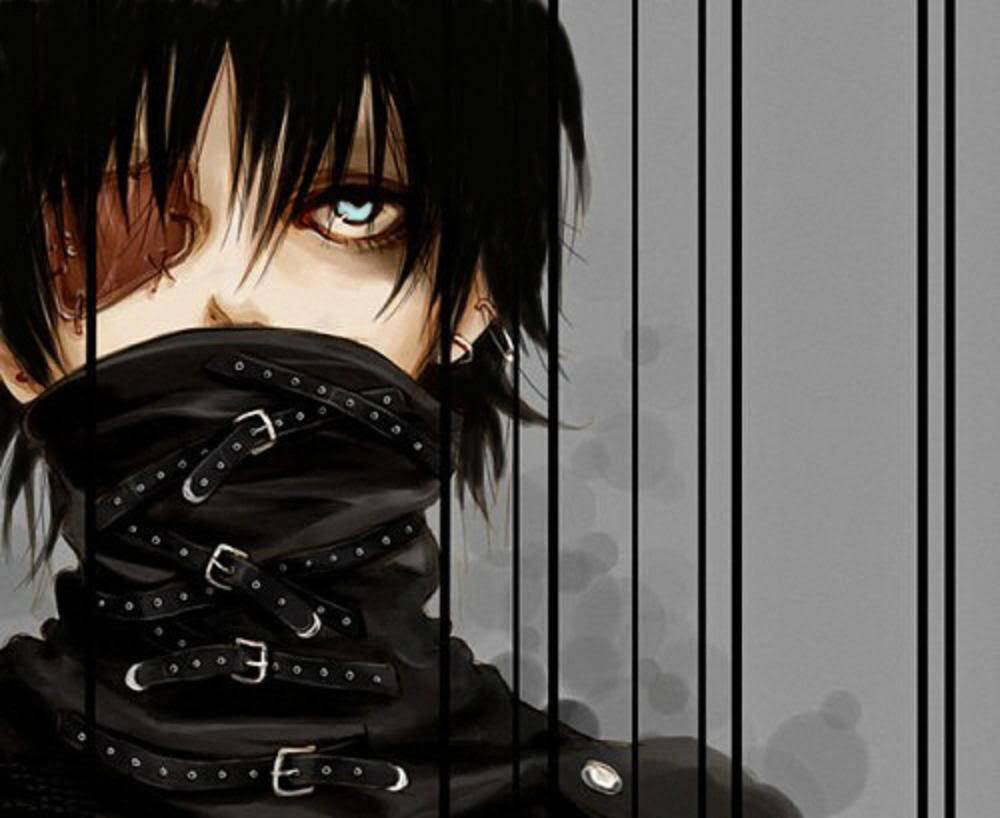 Crazy Anime Boy, dark-haired anime character, one blue eye, SD Desktop Wallpaper