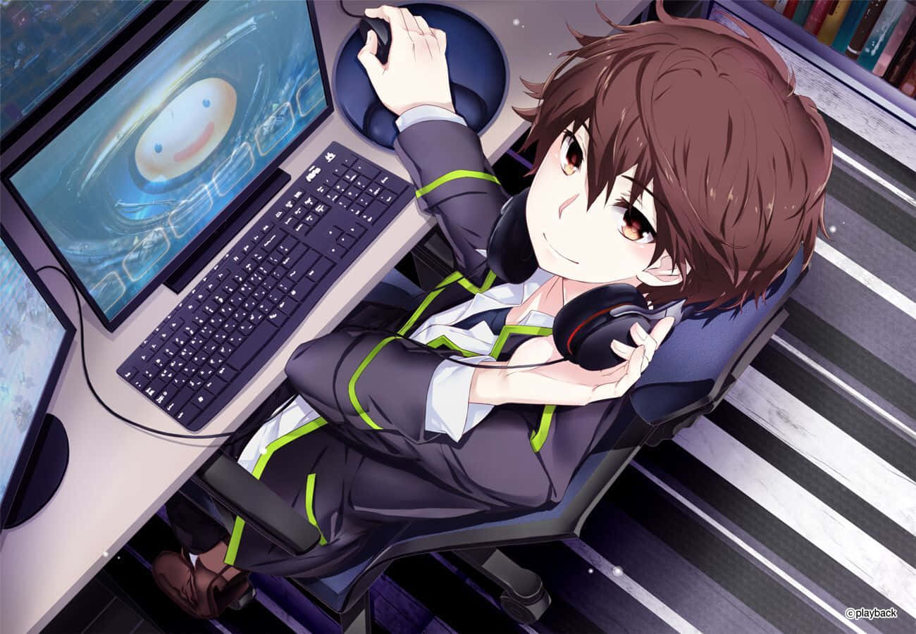 Anime Boy, Computer, Gaming Chair, HD Desktop Wallpaper