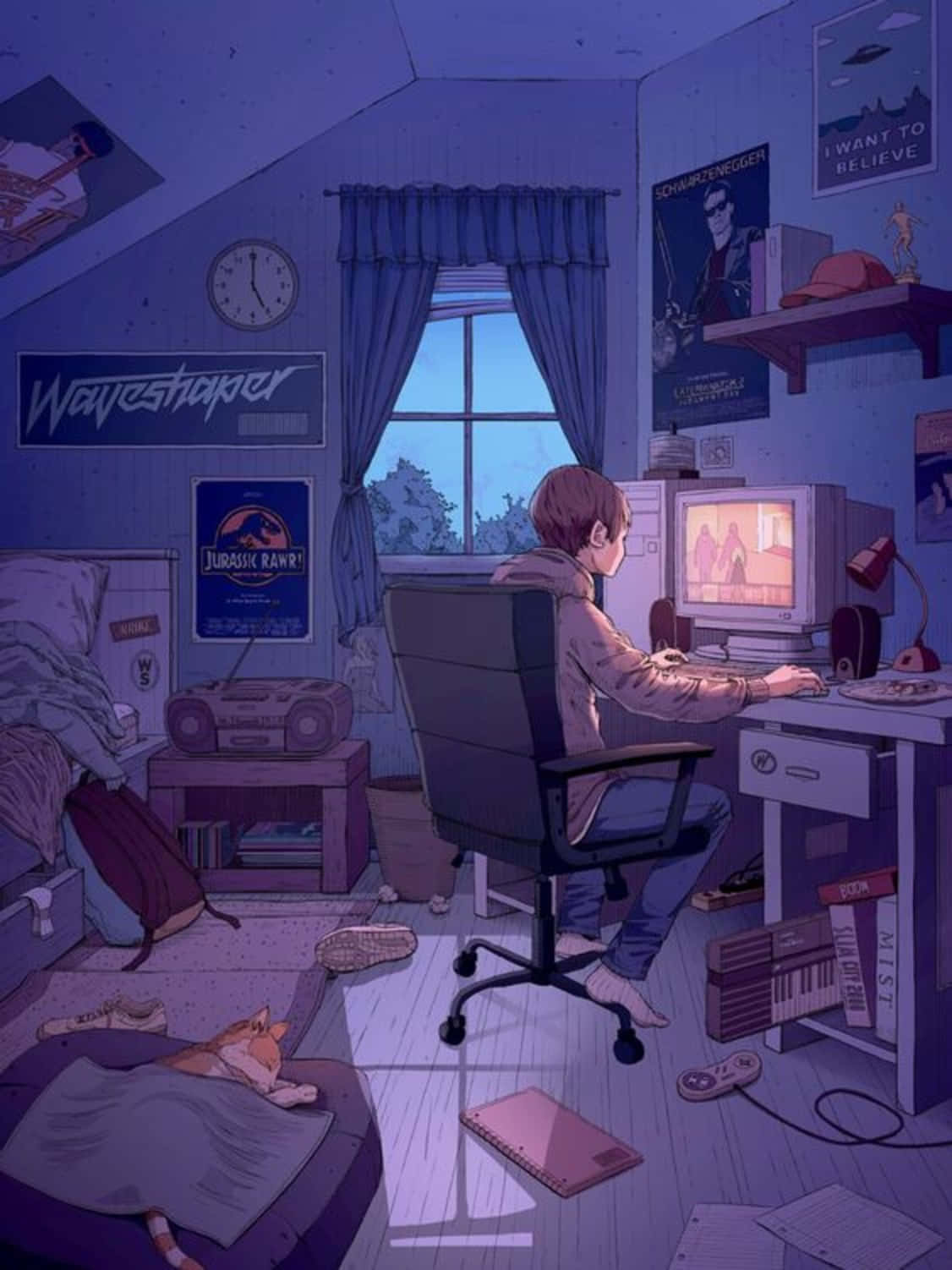 Anime Boy, Computer, CRT monitor, HD Phone Wallpaper