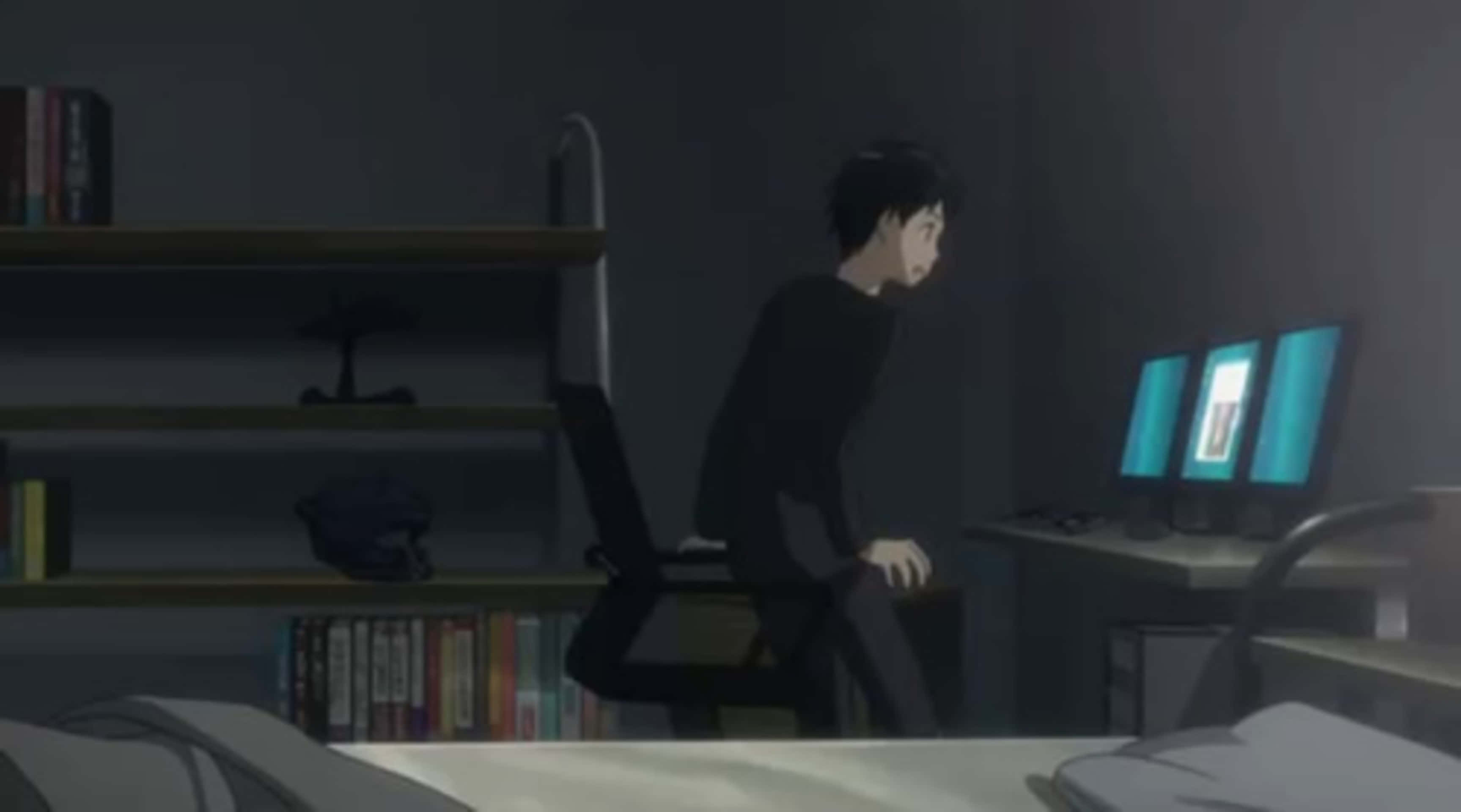 boy, technology, dimly lit room, 2K Desktop Wallpaper