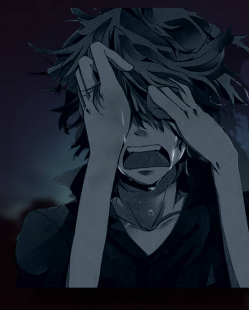 Crazy Anime Boy, distressed anime character, messy dark hair, HD Phone Wallpaper