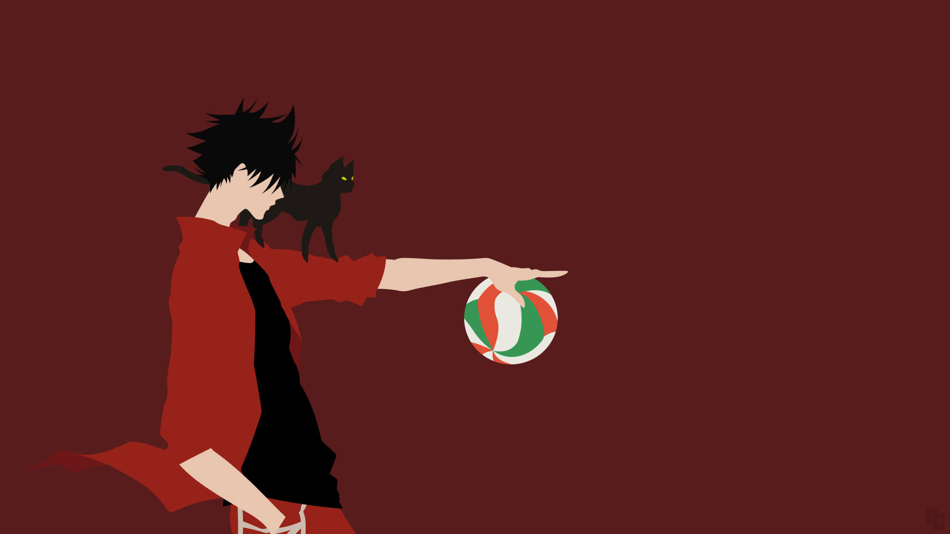 anime boy, red, volleyball, Full HD Desktop Wallpaper