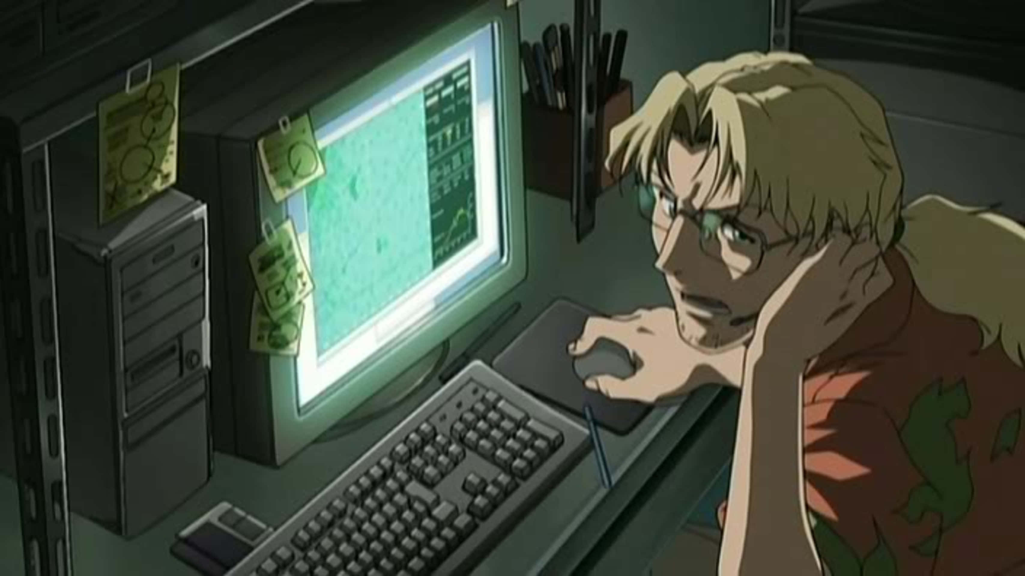 anime boy, blonde-haired, glasses, 2K Desktop Wallpaper
