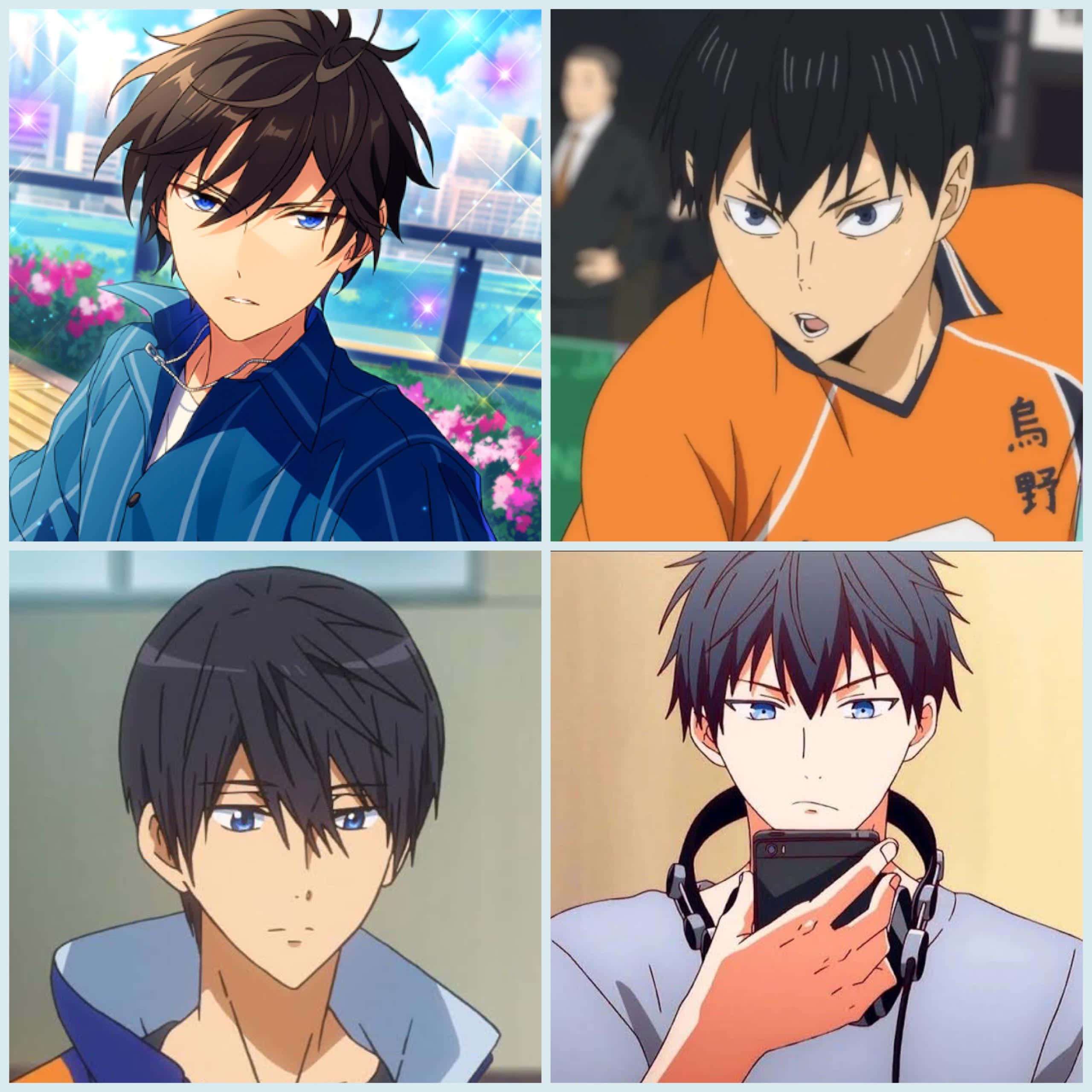 anime boys, black hair, blue jacket, 2K Desktop Wallpaper