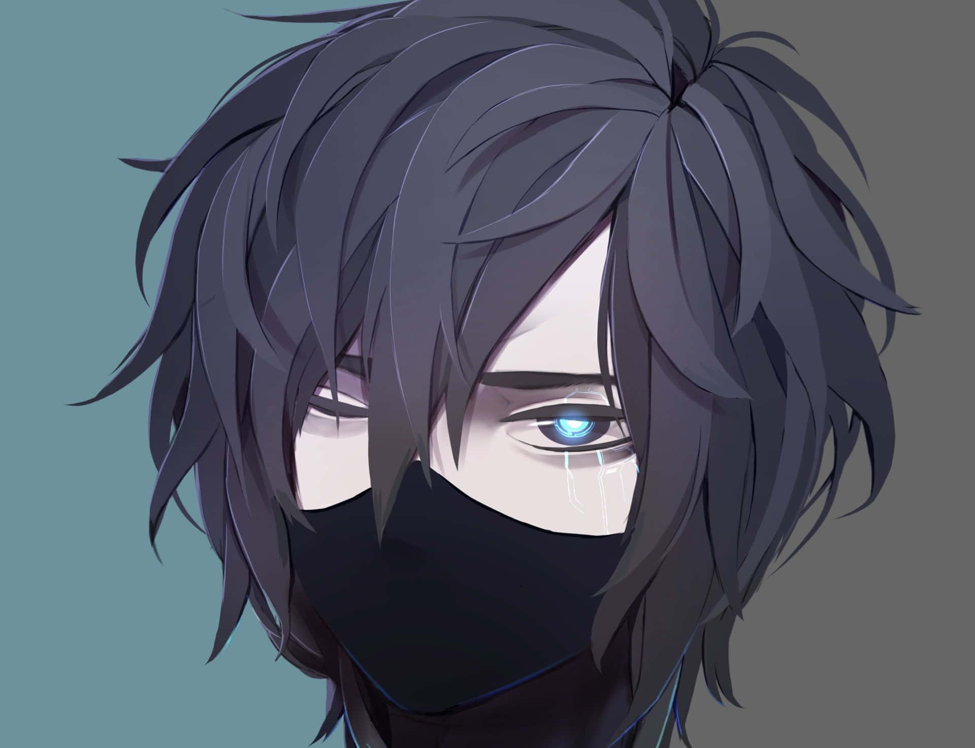 anime boy, black hair, blue eyes, Full HD Desktop Wallpaper
