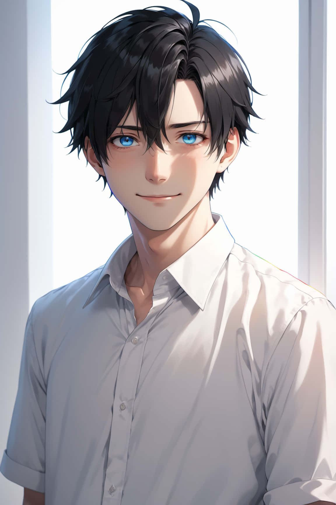 anime boy, black hair, blue eyes, HD Phone Wallpaper