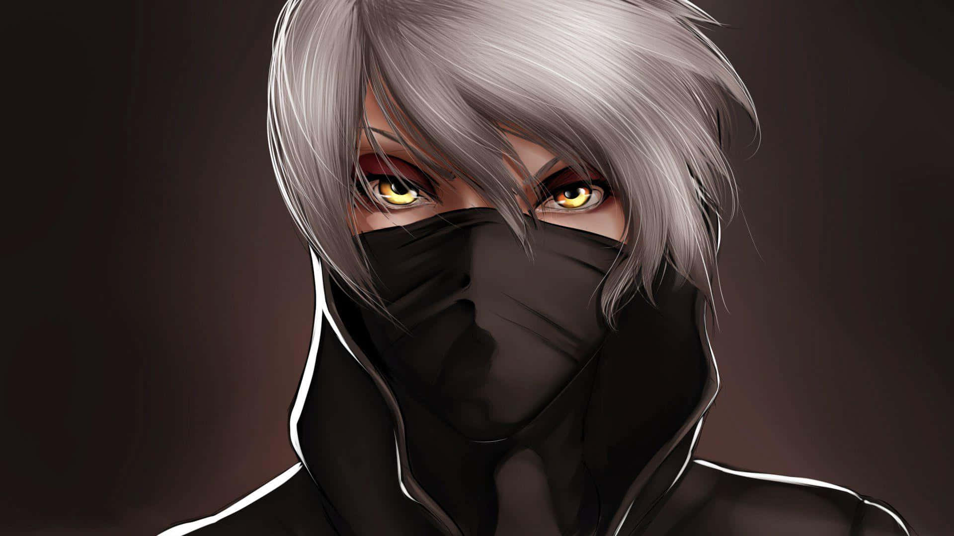 Anime Boy With Black Mask, silver hair, glowing yellow eyes, Full HD Desktop Wallpaper