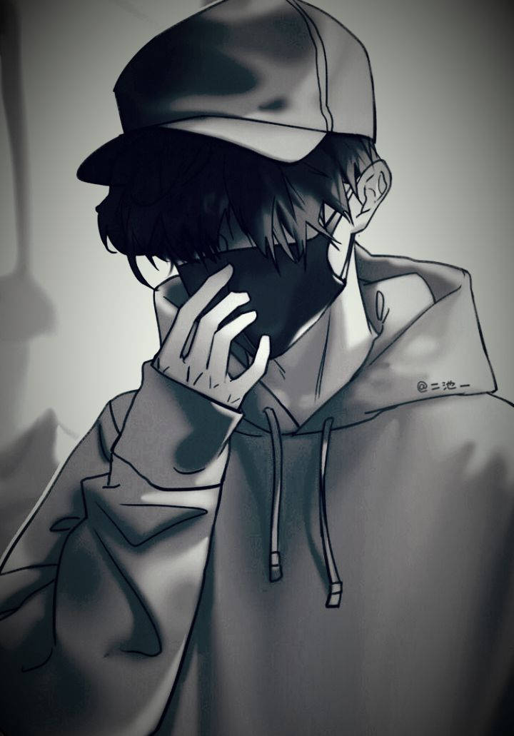 Anime Boy With Mask, hoodie, cap, SD Phone Wallpaper