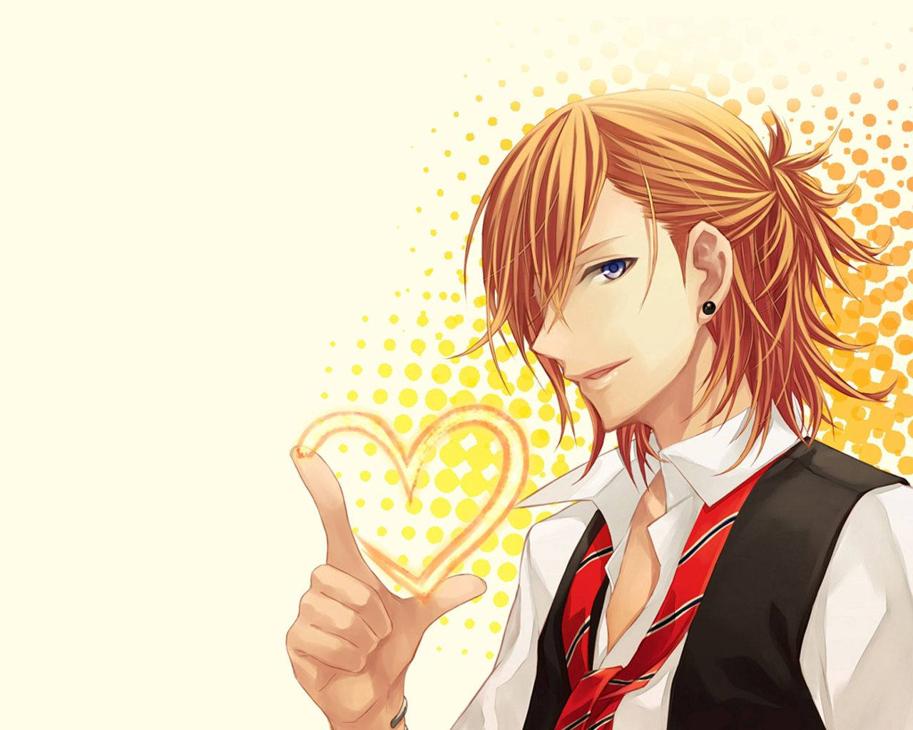 Anime boy, orange hair, blue eyes, HD Desktop Wallpaper