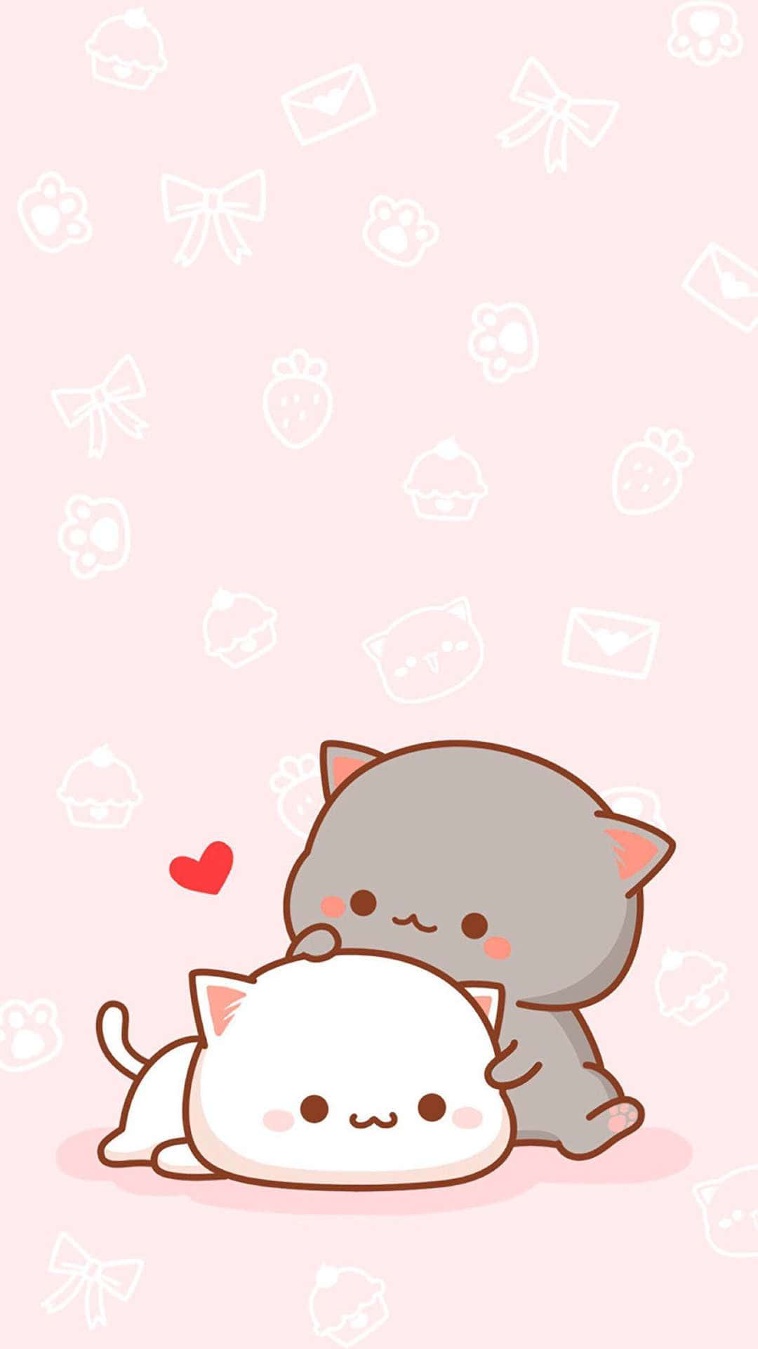 kawaii anime cat, peach, goma, Full HD Phone Wallpaper