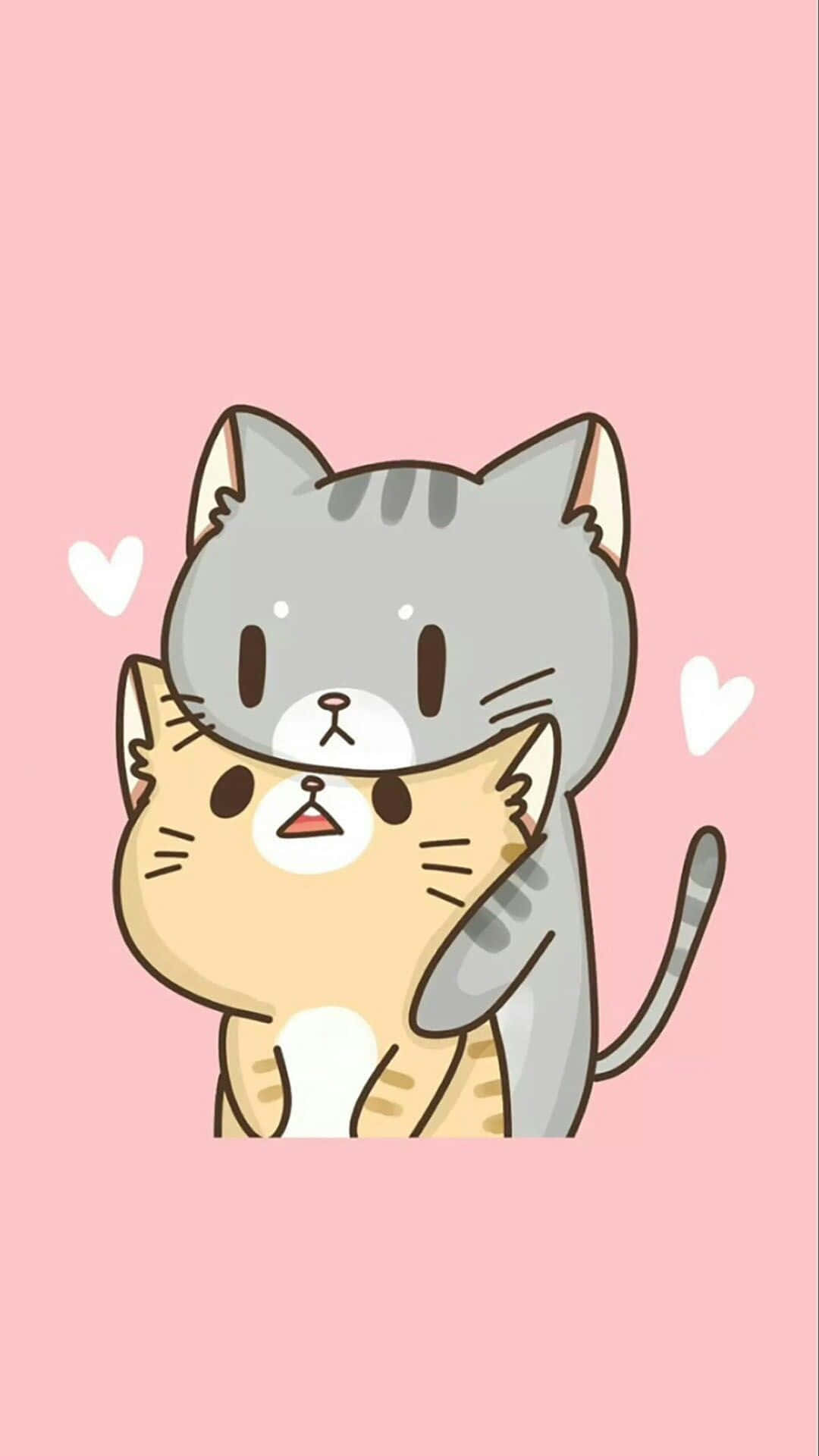 kawaii anime cat, neko gato, gray cat, Full HD Phone Wallpaper