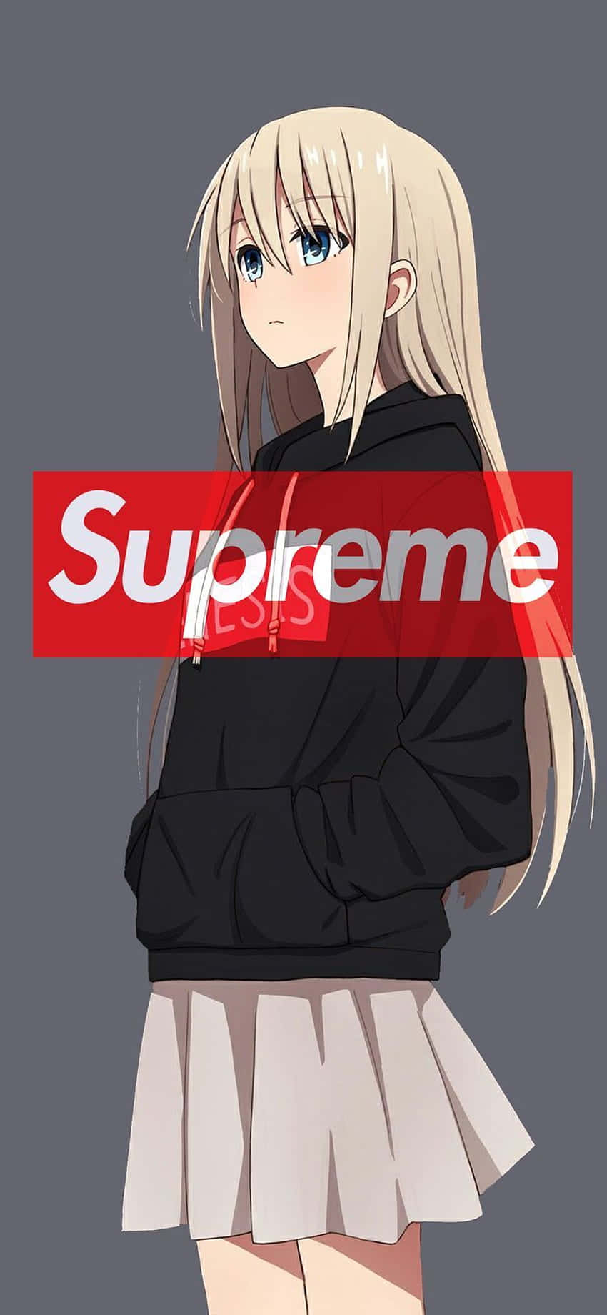 Supreme, black hoodie, white skirt, HD Phone Wallpaper