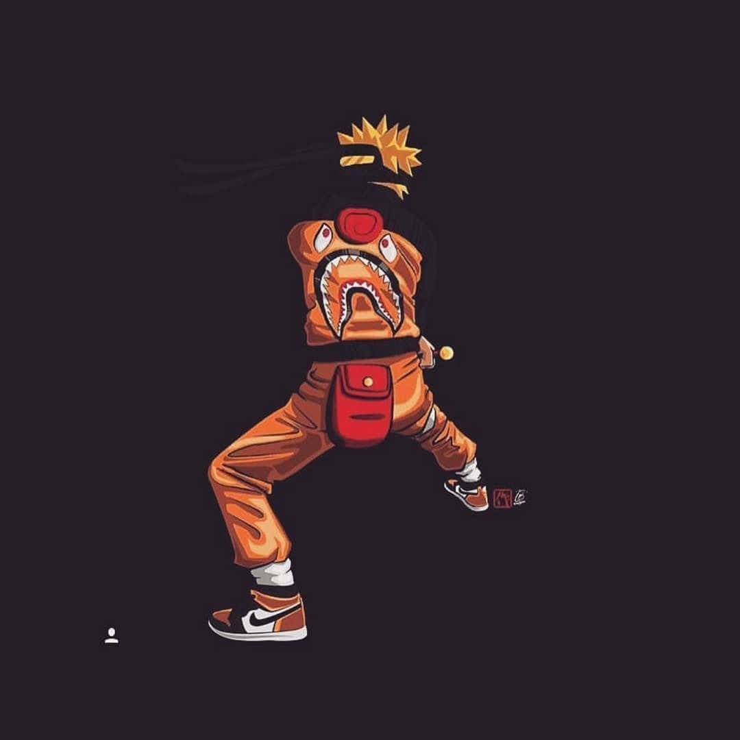 anime character, orange jumpsuit, shark mouth zipper, SD Desktop Wallpaper