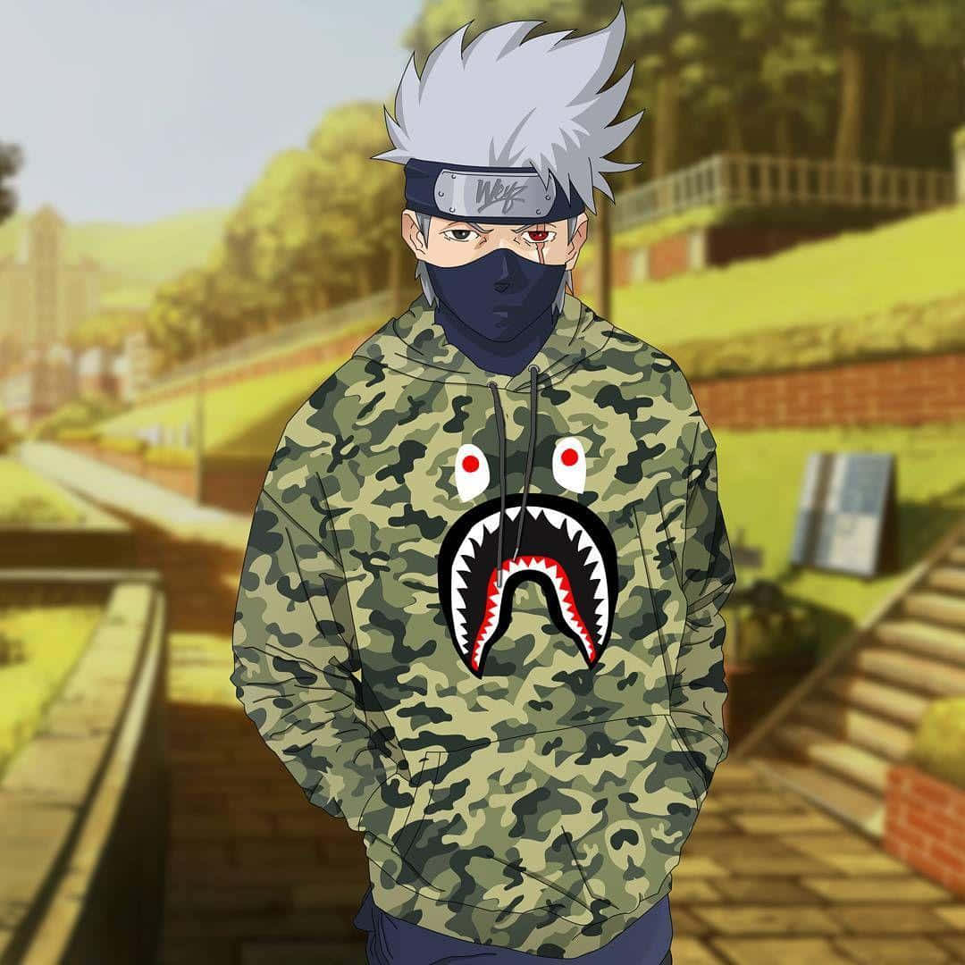 anime character, spiky white hair, mask, SD Desktop Wallpaper