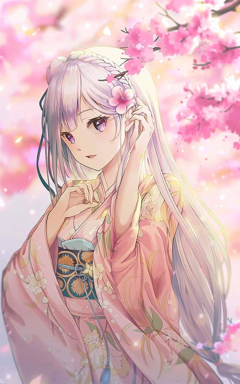 anime girl, lavender hair, purple eyes, HD Phone Wallpaper