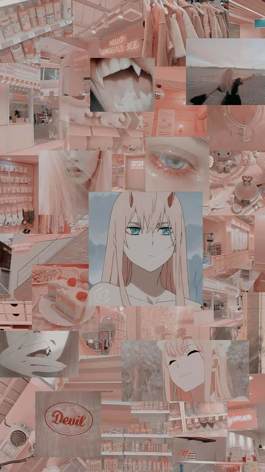 anime collage aesthetic, pink-toned, anime girl portraits, HD Phone Wallpaper