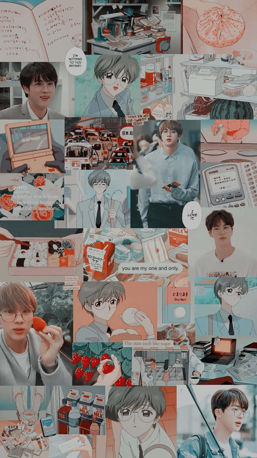 anime collage aesthetic, young men, casual settings, HD Phone Wallpaper