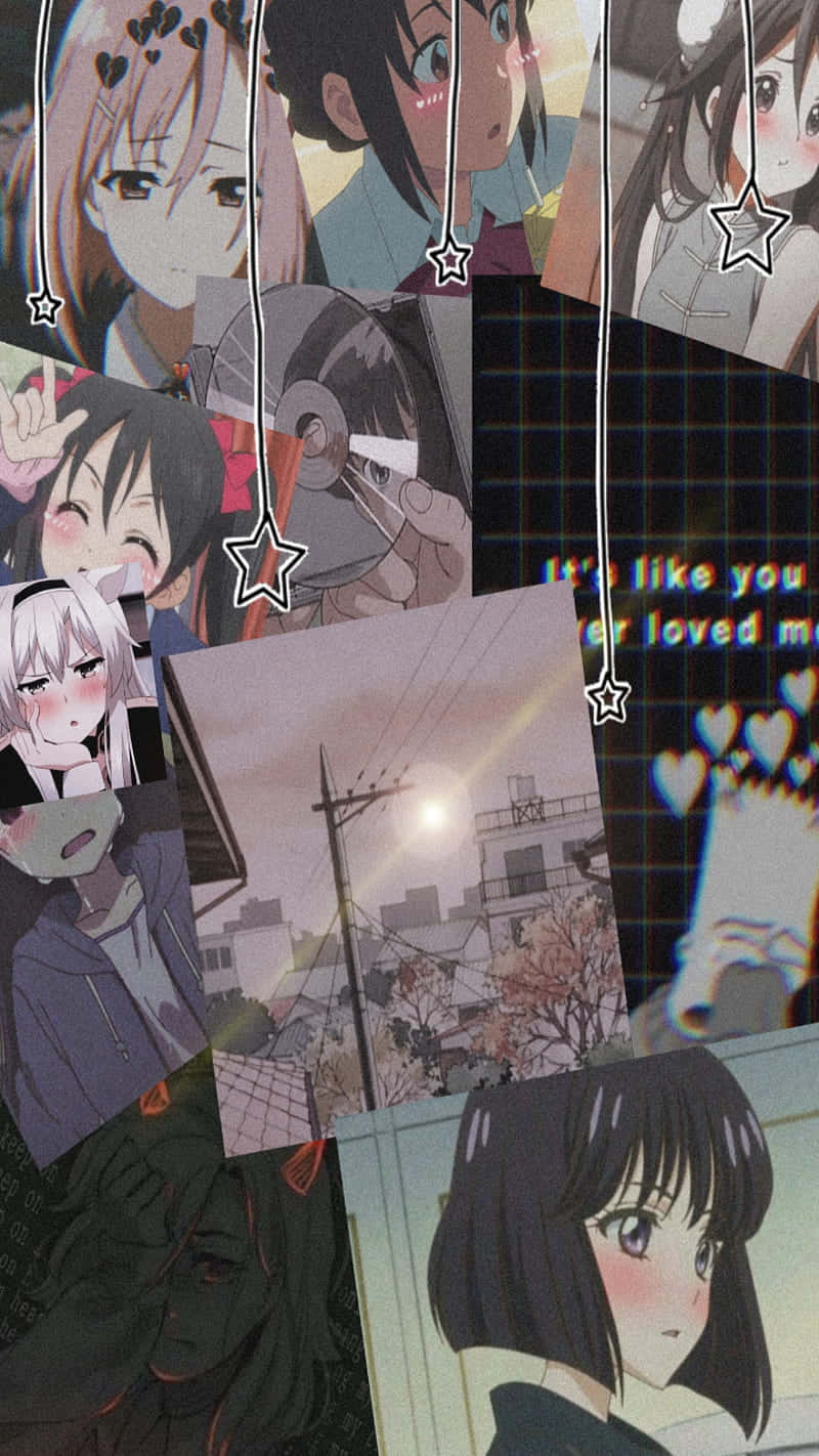 anime collage aesthetic, anime girl portraits, urban street scenes, HD Phone Wallpaper