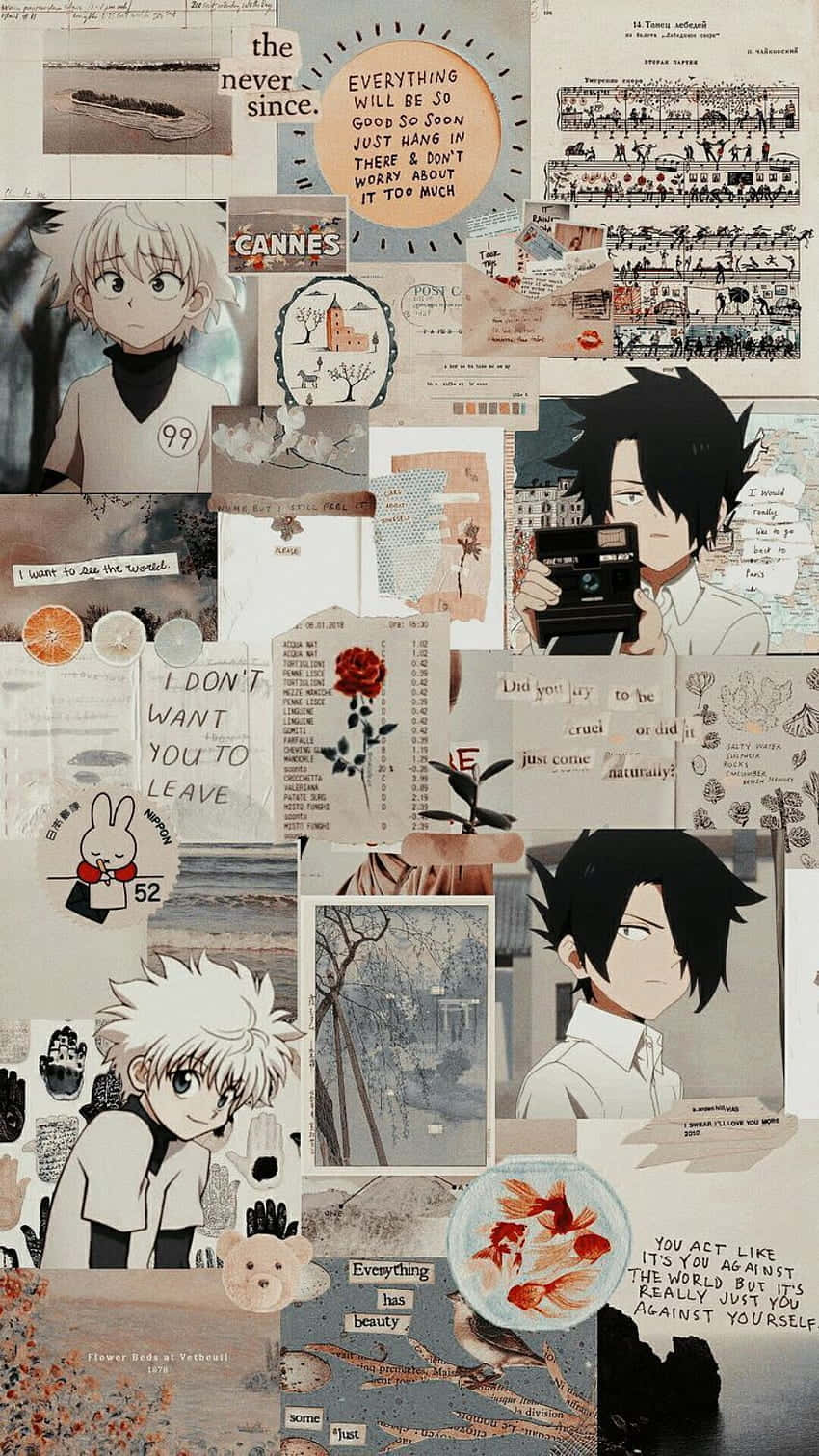 Anime Collage Aesthetic, anime characters, quotes, HD Phone Wallpaper