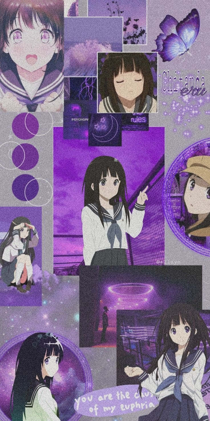 anime collage aesthetic, purple-toned, sailor uniforms, HD Phone Wallpaper