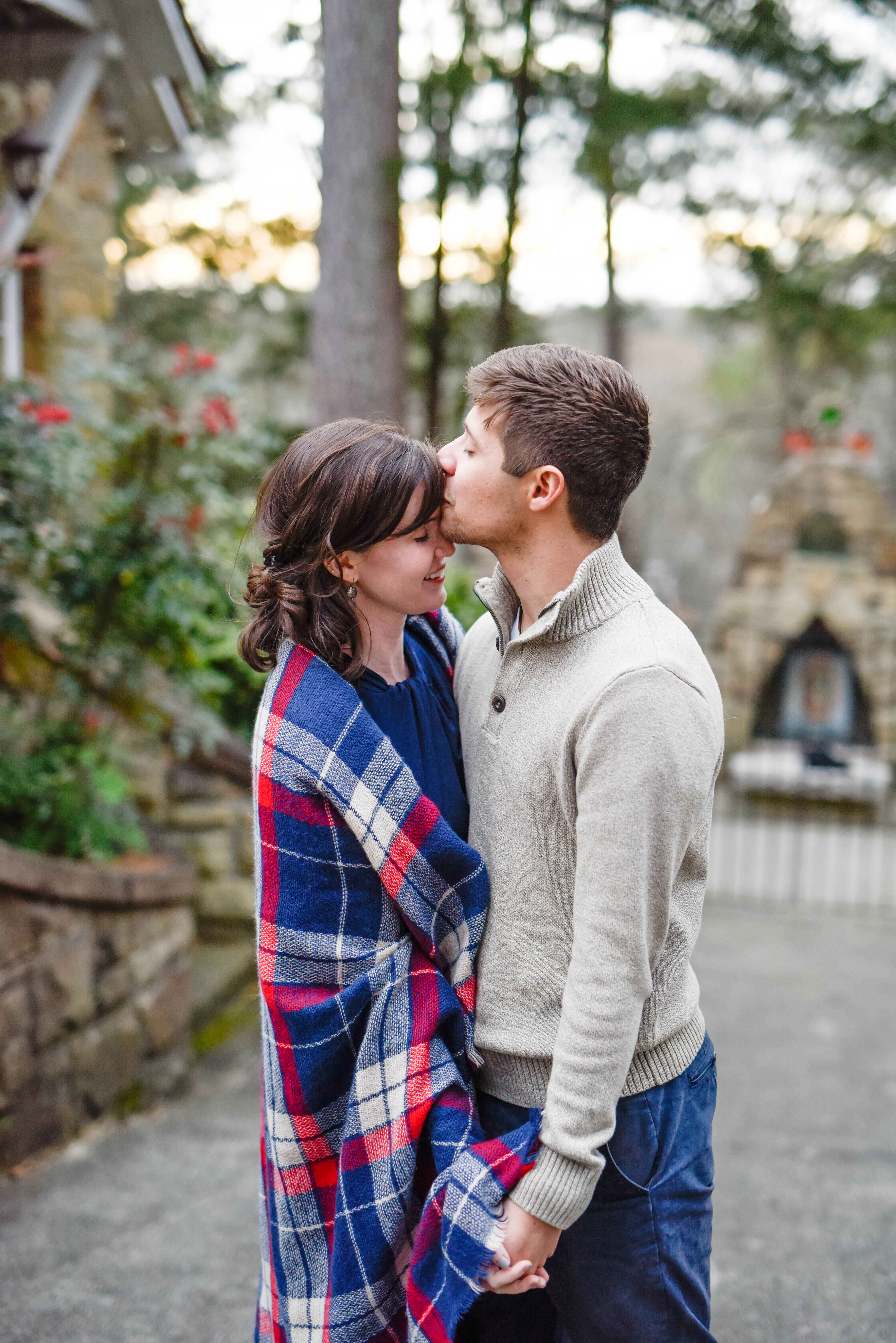 couple, forehead kiss, garden, 5K Phone Wallpaper