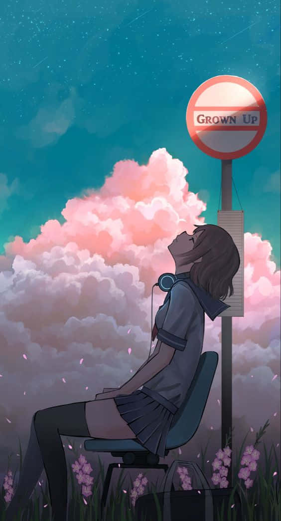 Anime Girl Aesthetic, school uniform, Grown Up sign, SD Phone Wallpaper