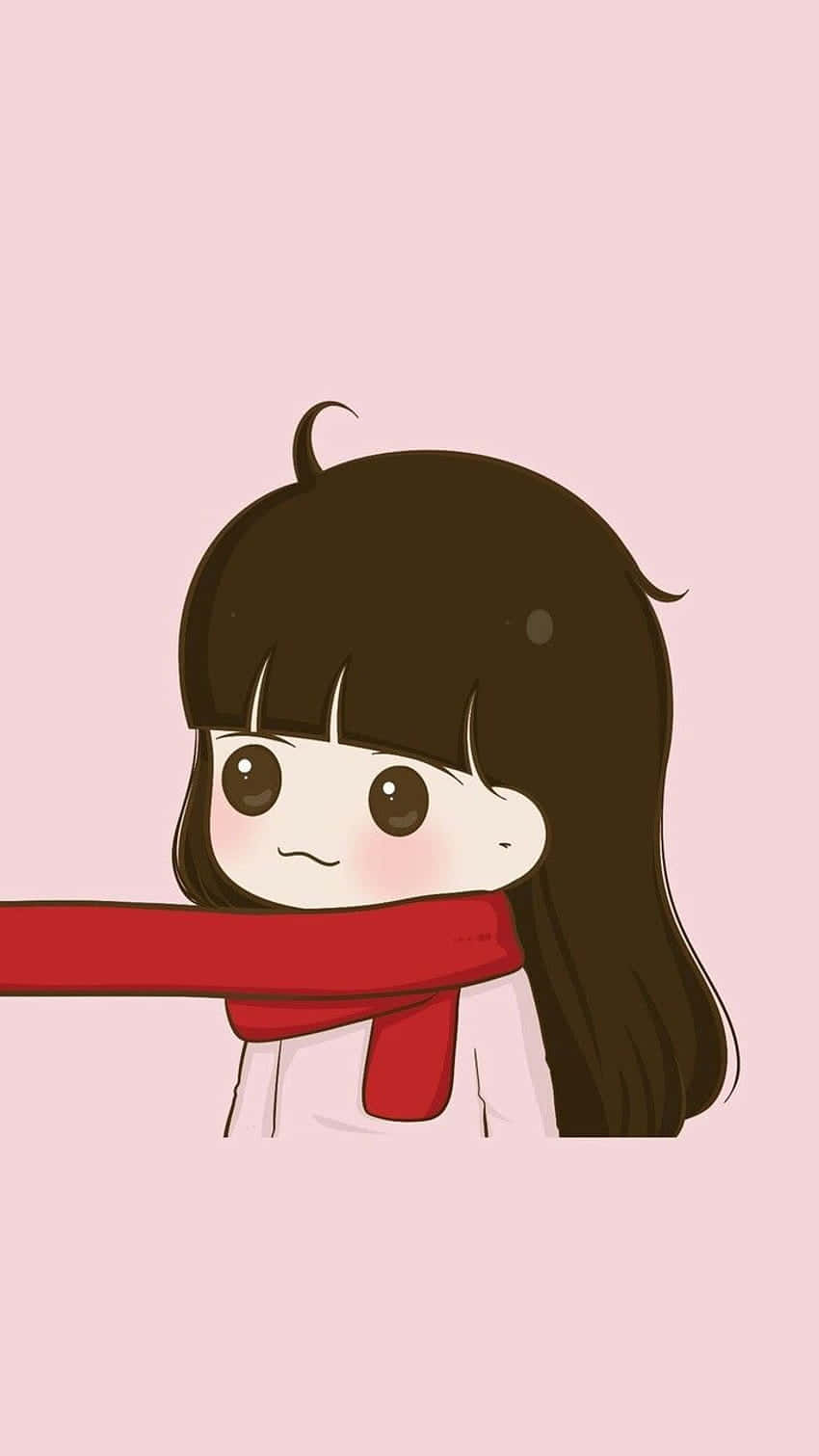 anime girl, brown hair, red scarf, HD Phone Wallpaper