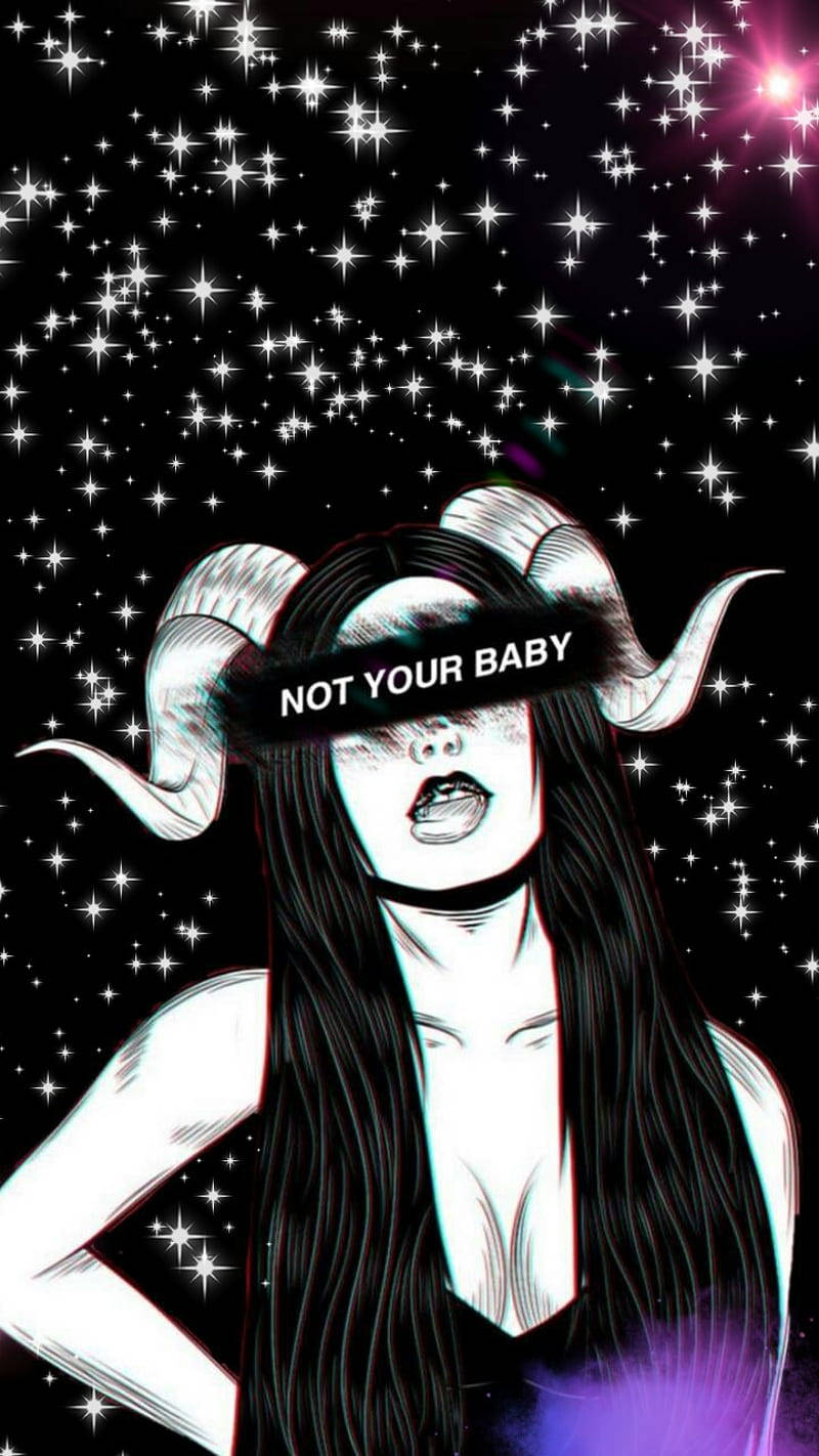 Sad Demon Girl, ram horns, blindfold, HD Phone Wallpaper