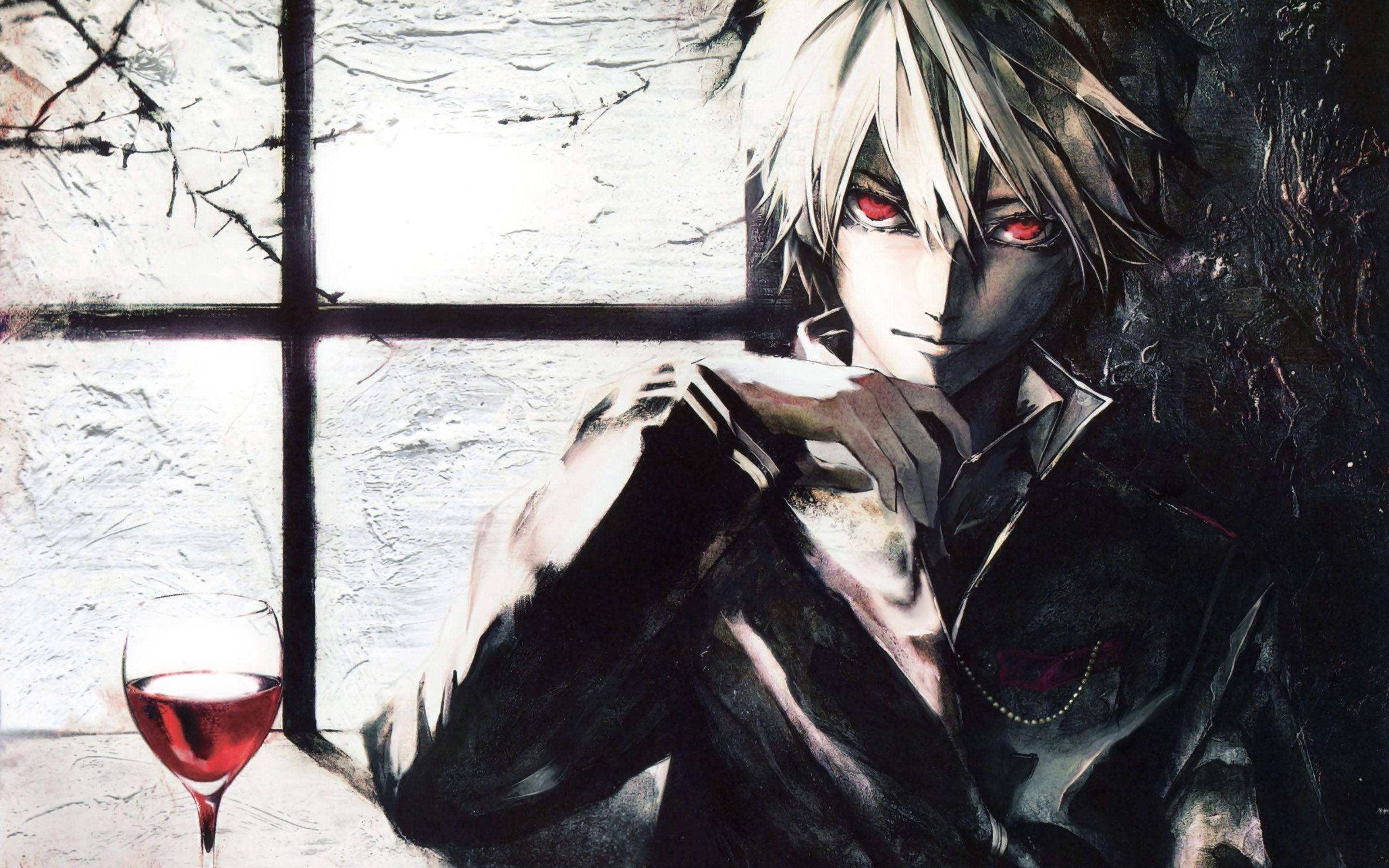 Anime Demon, red eyes, window, 2K Desktop Wallpaper