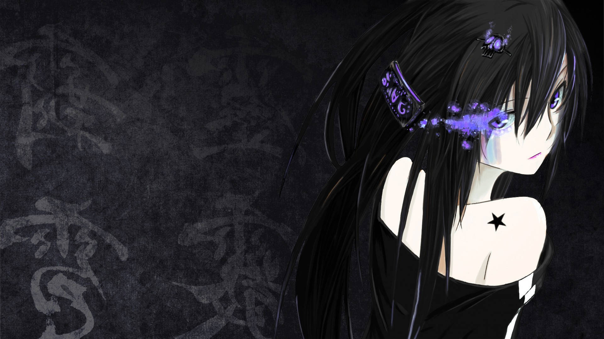 Black Star, anime girl, black hair, Full HD Desktop Wallpaper