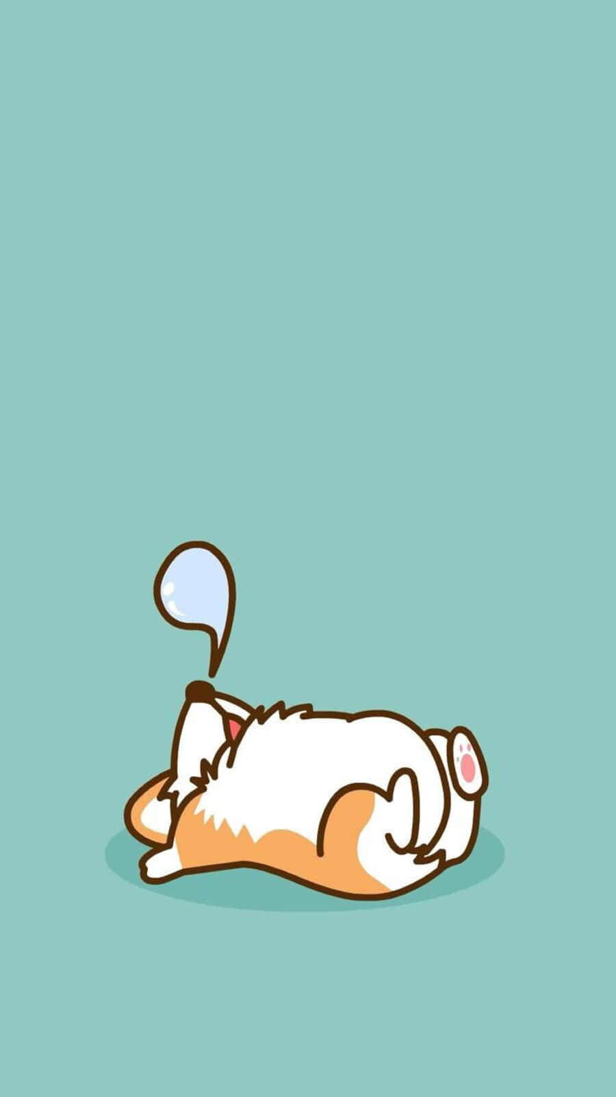 kawaii dog, corgi, teal background, HD Phone Wallpaper