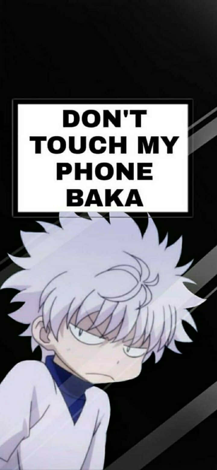 Anime Dont Touch My Phone, spiky white hair, glares angrily, HD Phone Wallpaper