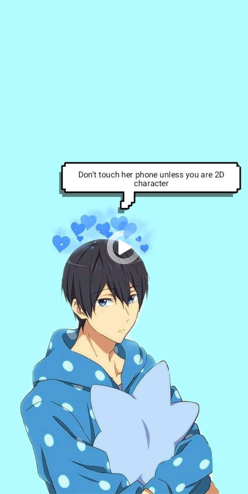 Anime boy, blue polka dot hoodie, star pillow, HD Phone Wallpaper
