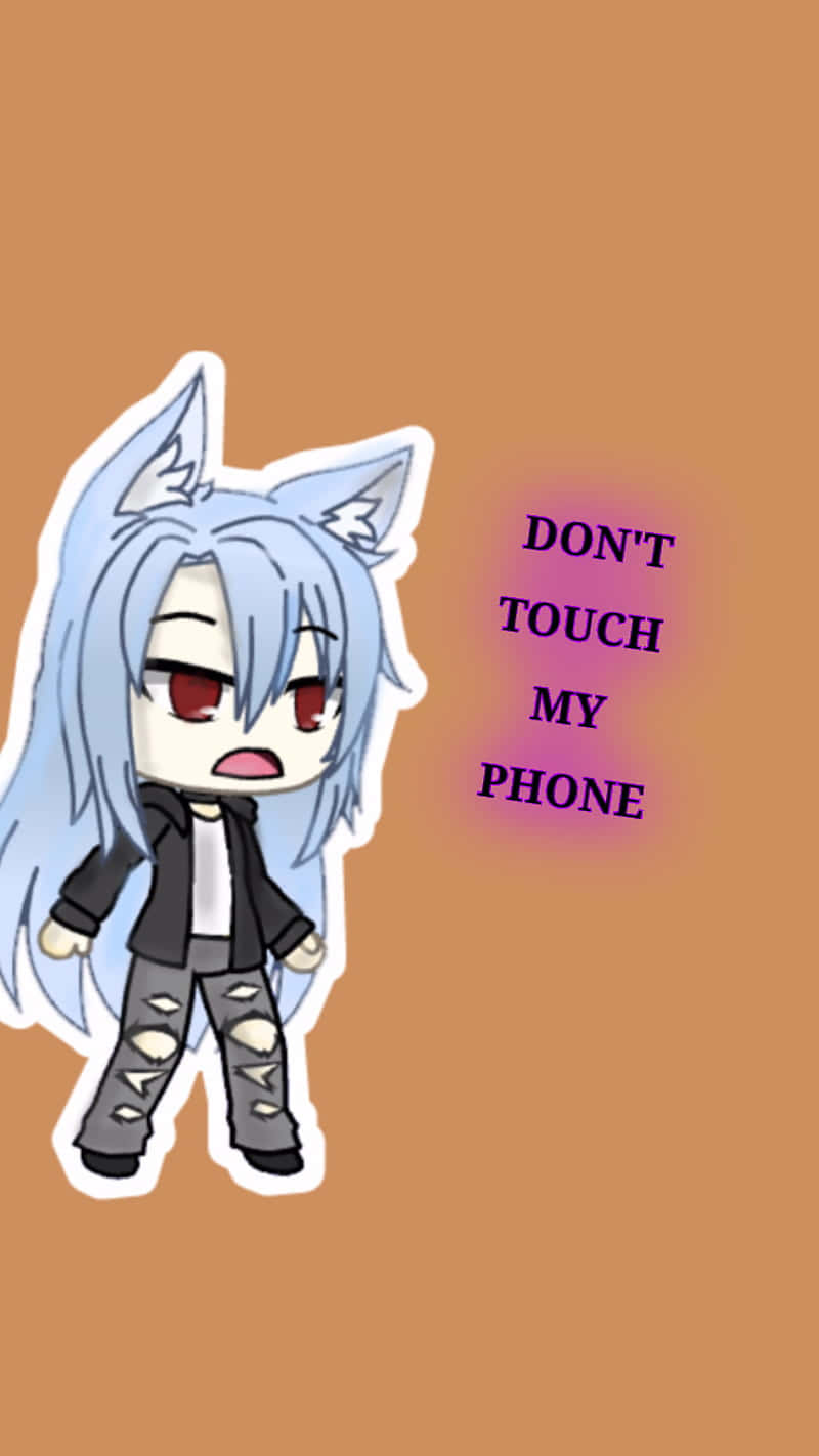 Anime Dont Touch My Phone, chibi anime character, blue hair, HD Phone Wallpaper