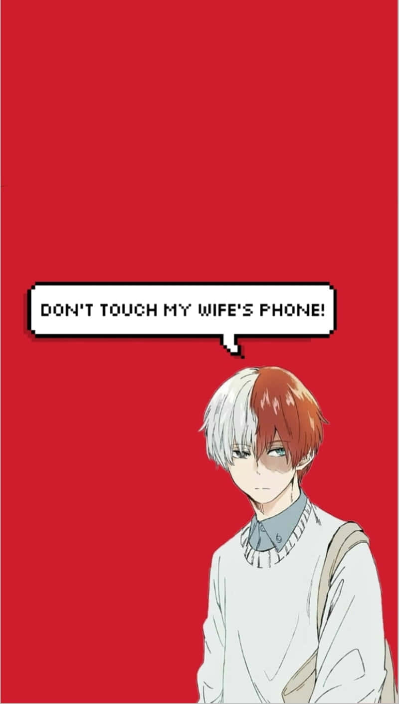 Anime Dont Touch My Phone, half red and half white hair, solid red background, HD Phone Wallpaper