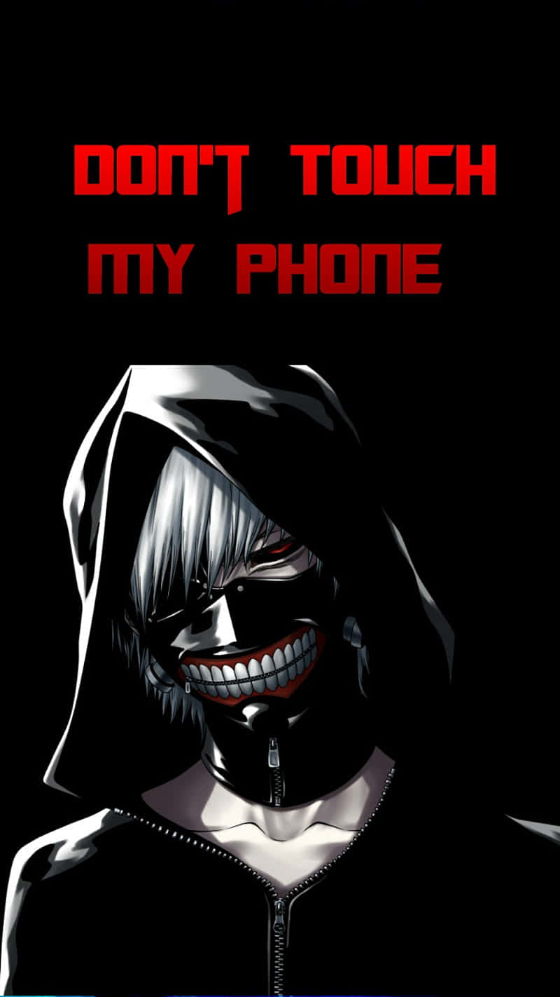 Anime Dont Touch My Phone, hooded black outfit, sharp teeth, HD Phone Wallpaper
