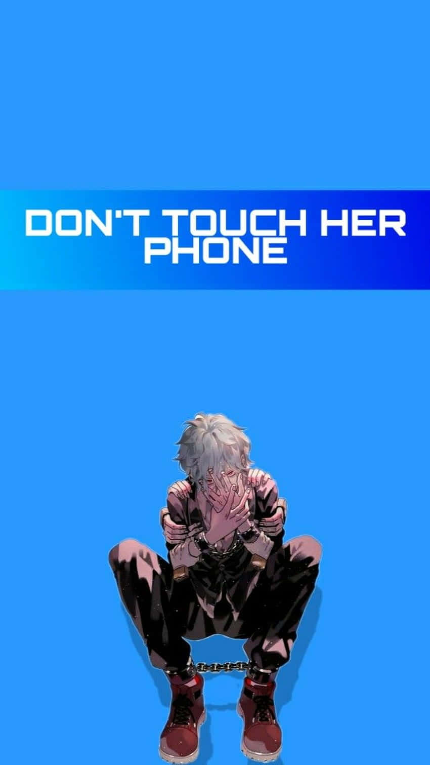 Anime Dont Touch My Phone, silver hair, chains, HD Phone Wallpaper