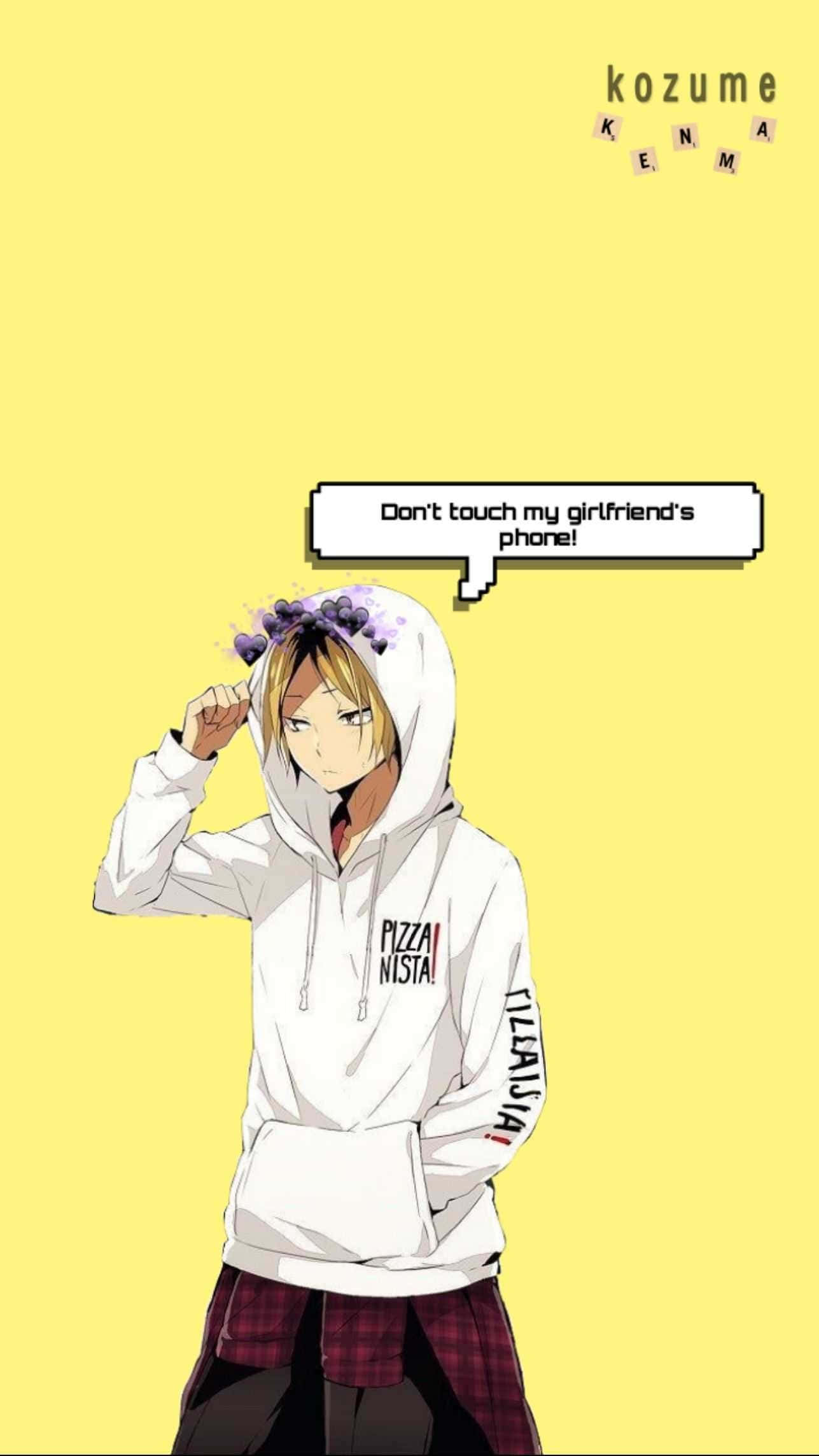 Anime Dont Touch My Phone, white hoodie, purple flower crown, Full HD Phone Wallpaper