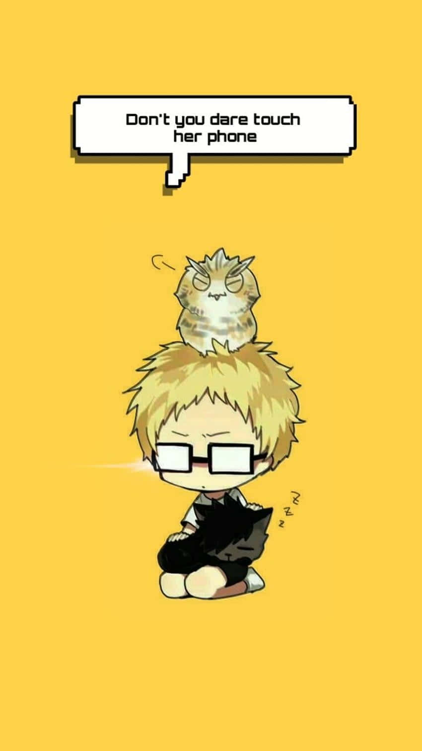 Anime Dont Touch My Phone, chibi anime boy, glasses, HD Phone Wallpaper