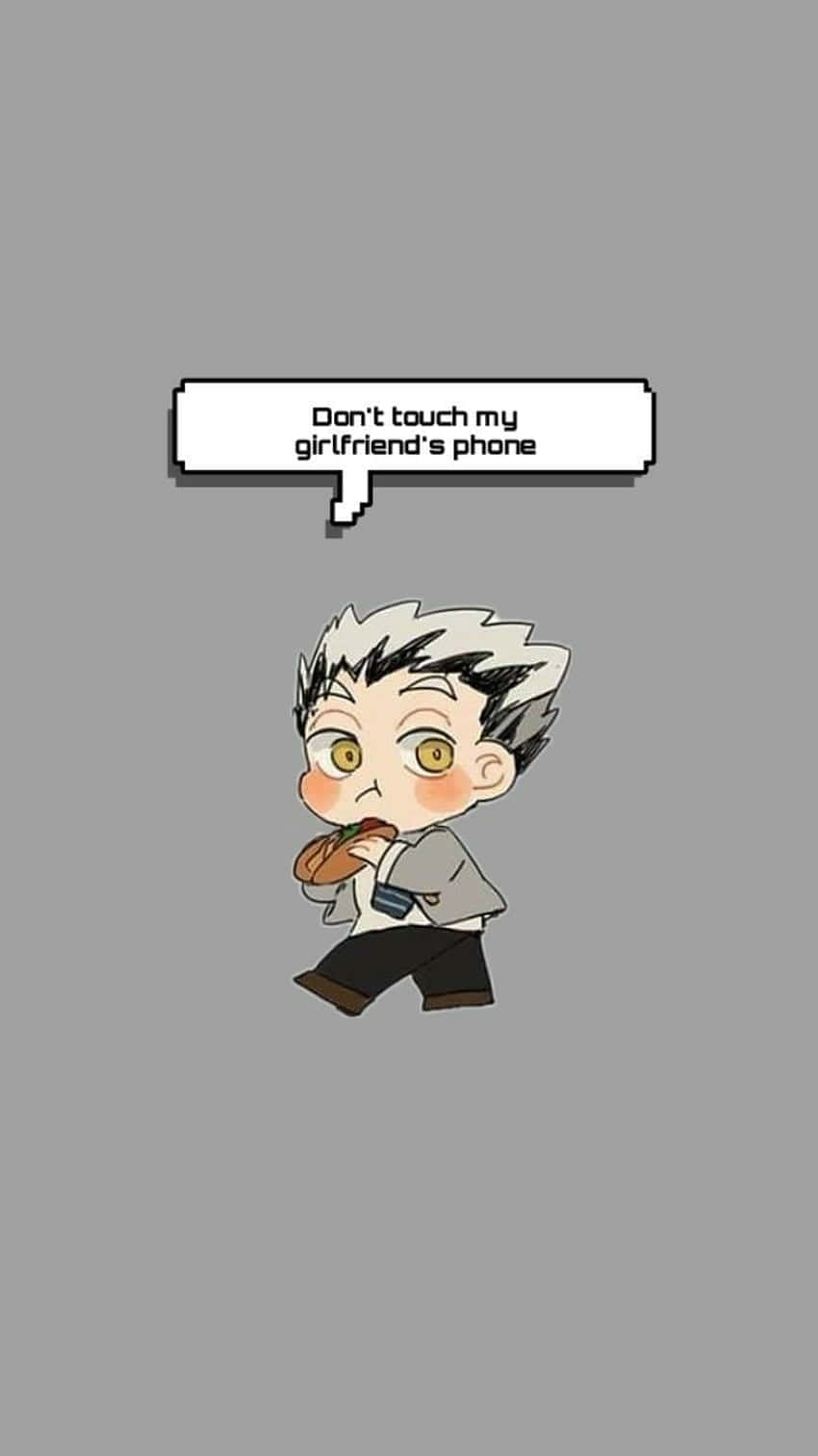 anime dont touch my phone, chibi anime boy, spiky hair, HD Phone Wallpaper
