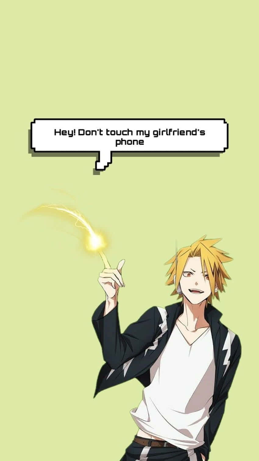 Anime Dont Touch My Phone, spiky blonde hair, glowing finger, HD Phone Wallpaper