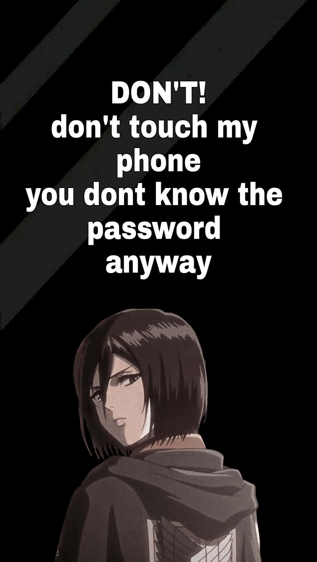 Anime Dont Touch My Phone, short dark hair, defiant text, HD Phone Wallpaper
