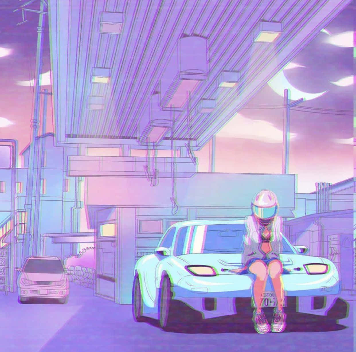 Anime Drift, glowing anime girl, helmet, SD Desktop Wallpaper