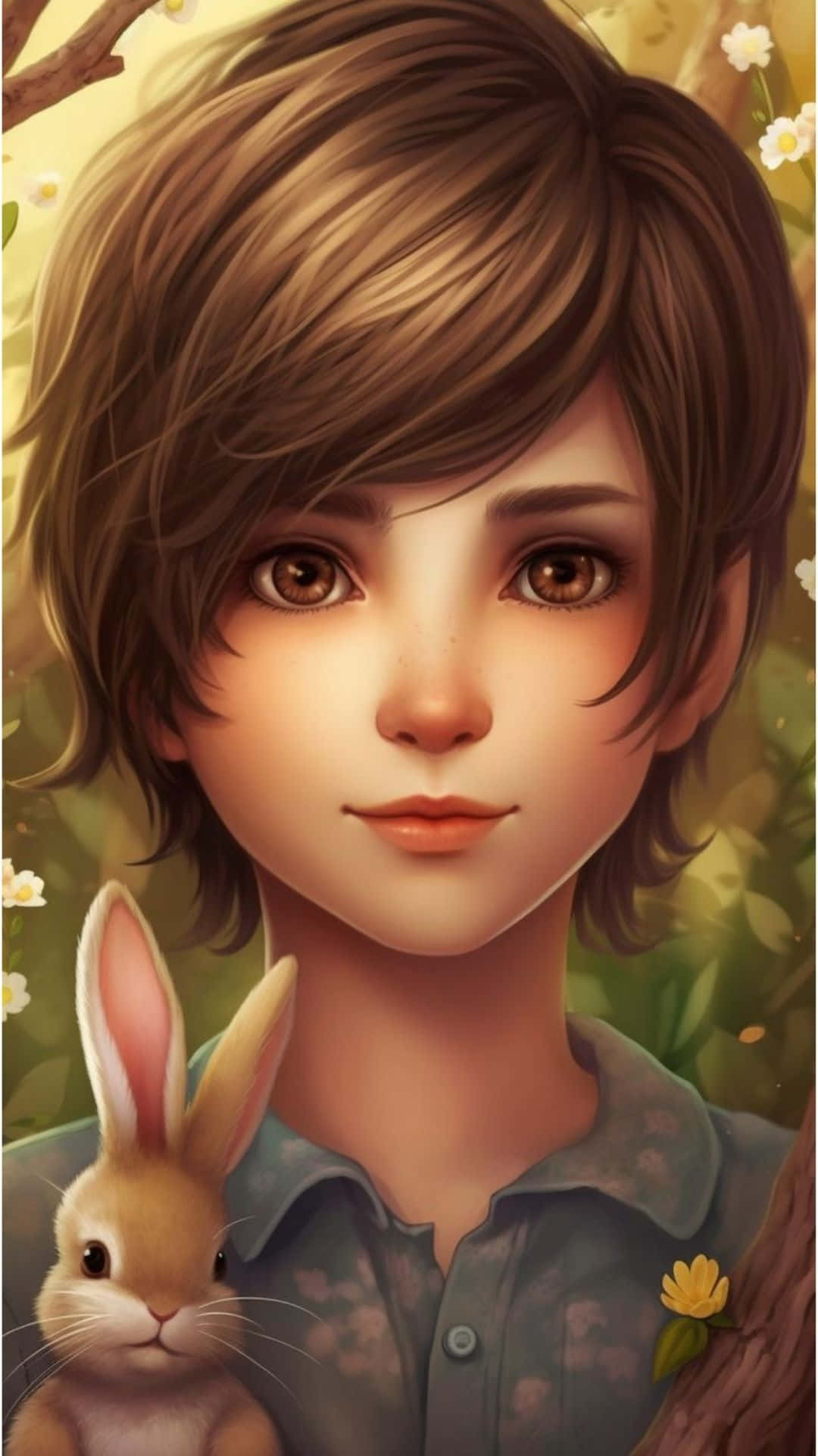 Anime Easter, boy, bunny, Full HD Phone Wallpaper