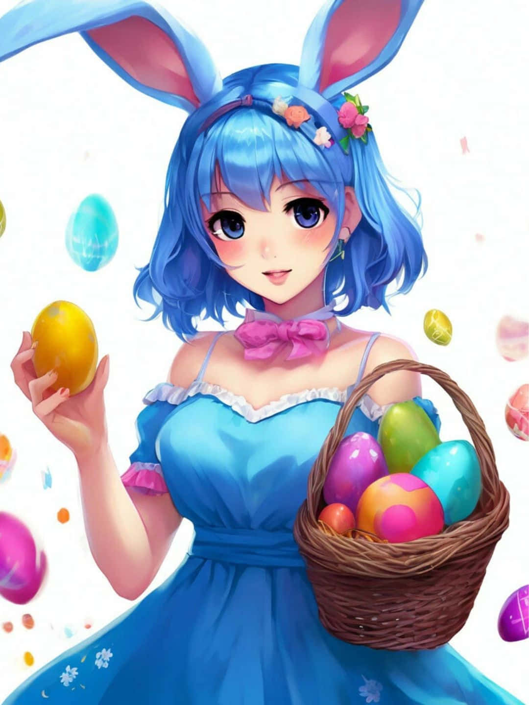 Anime Bunny Girl, blue hair, bunny ears, HD Phone Wallpaper