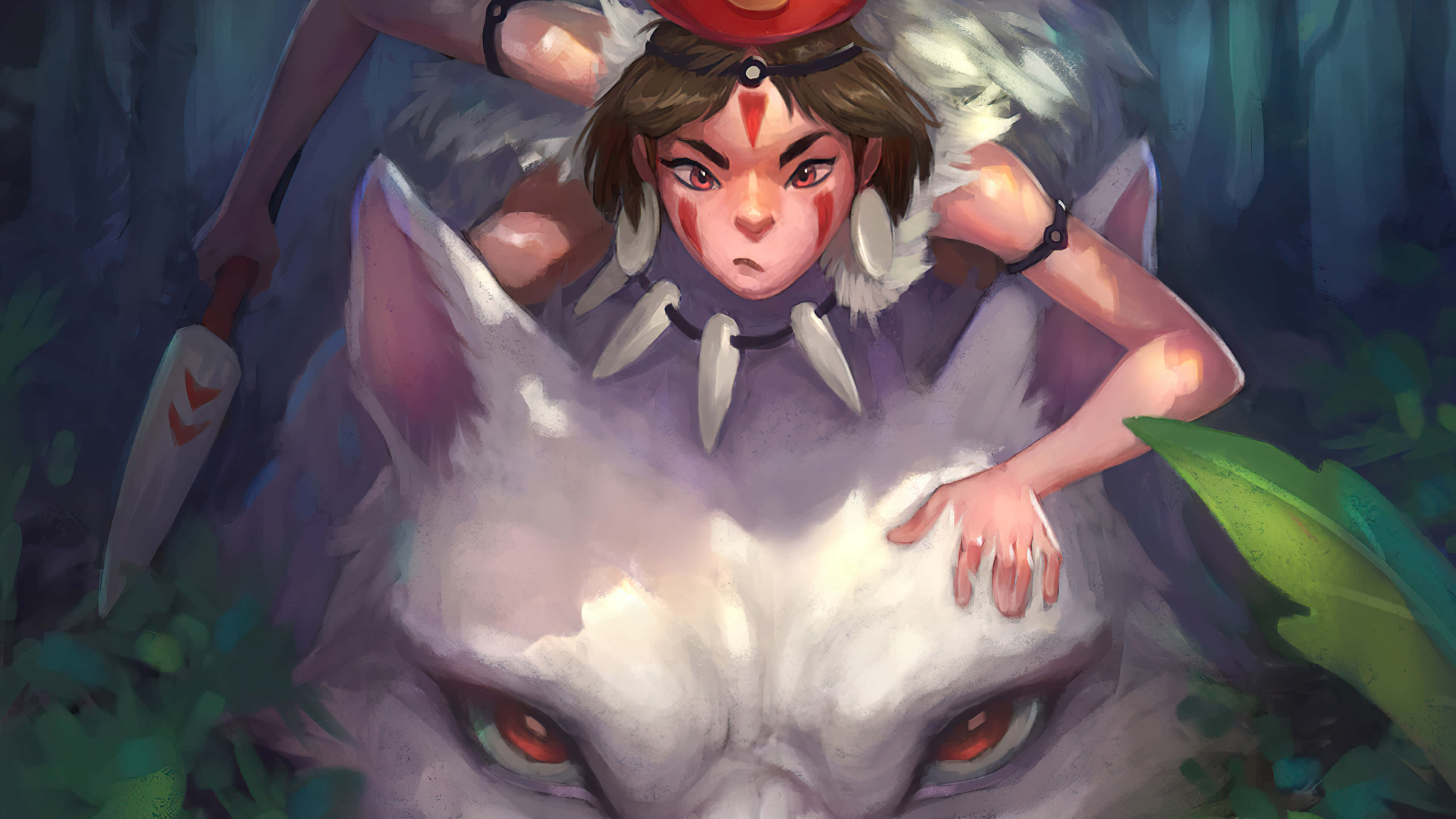 anime-inspired fanart, fierce young warrior, red markings, 4K Desktop Wallpaper