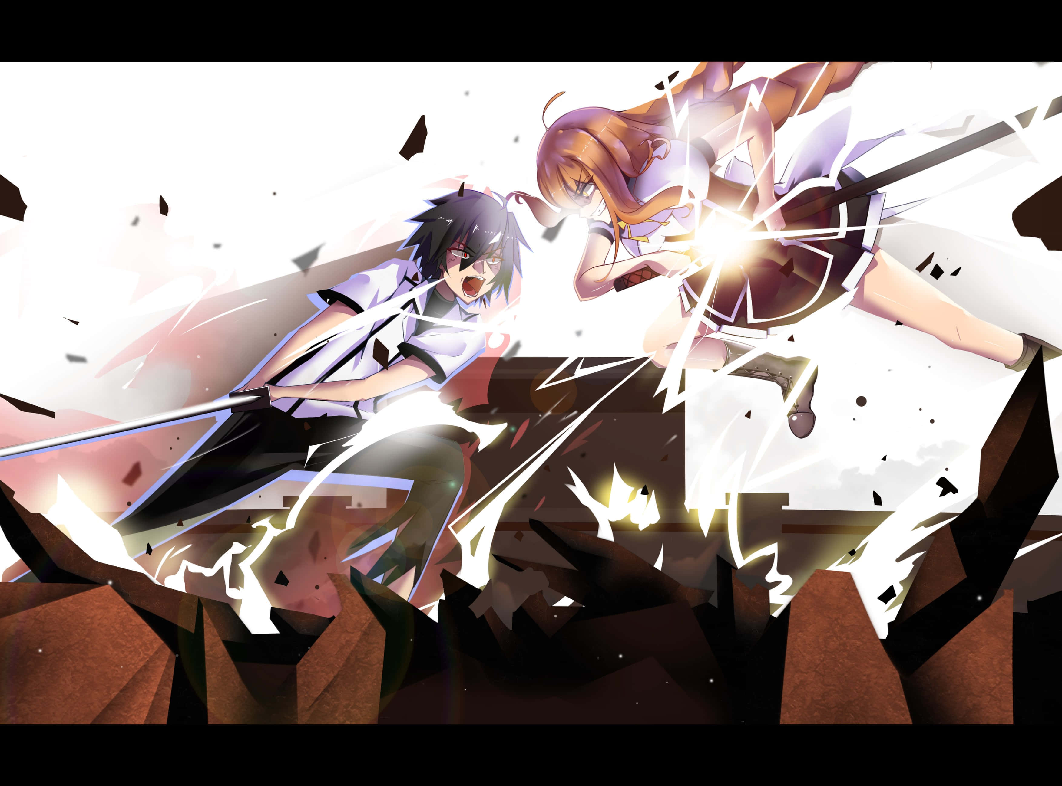 Consensual FIght, anime characters, dynamic battle scene, 2K Desktop Wallpaper
