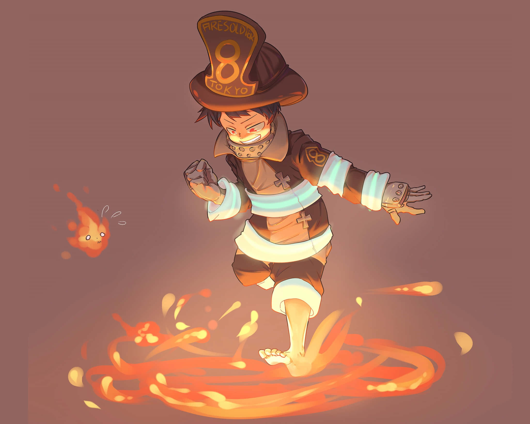Anime Fire, fiery anime firefighter, glowing orange flames, Full HD Desktop Wallpaper